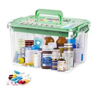 Caja y medicamento, Caja para Organizar Medicamentos de Doble Capa, Almacenamiento para Hogar y Viajes, 23,5x17x13,5 cm