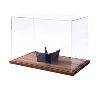 Cajas acrílicas para exhibición, base de madera de 11.8 x 8.2 x 7 pulgadas, a prueba de polvo, de exhibición acrílica transparente, para escritorio del hogar, kits de modelos de fútbol, recuerdos