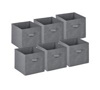 Relaxdays Cajas de Almacenaje Cuadradas con Asas en Set de 6, 19 L, Cajones de Tela, 26,5 x 28 x 28 cm, Plegables, Gris
