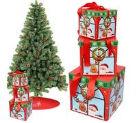 Cajas apilables de Navidad, almacenamiento festivo, cajas de anidación de decoración navideña, para juguetes, joyas, cosméticos, libros, sala de estar, dormitorio, comedor, patio, balcón