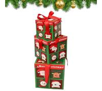 Cajas apilables de Navidad, juego de almacenamiento clásico para vacaciones, colección de cajas vacías de anidación, contenedor de almacenamiento de cartón resistente, organizador de temporada