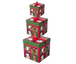 Cajas apilables de Navidad, Papá Noel, muñeco de nieve, alce, árbol de Navidad, cajas apilables | Decoración de anidación con tapas para niños, fiestas de invierno y cumpleaños