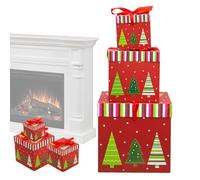Cajas Apilables De Navidad Papá Noel, Muñeco de Nieve y Alce Anidables con