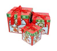 Cajas apilables para Navidad - 24,99 cm grandes cajas de regalo para anidar, contenedores decorativos de Navidad, elegantes accesorios de escena de lazo, organizador de almacenamiento festivo | Displ