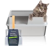 Cajas de Acero Inoxidable para Gatos, Caja de Arena, Arenero Gato Grande con Pala arenero Gato, Borde Alto, No Atrae Olores, Residuos No Pegajosos, Fácil de Limpiar