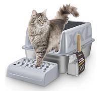 Cajas de Acero Inoxidable para Gatos, Caja de Arena, Arenero Gato Grande con Pala arenero Gato, Borde Alto, Residuos No Pegajosos, No Atrae Olores, Fácil de Limpiar