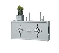 Cajas de almacenamiento, Caja for ocultar cables, estante flotante for decodificadores de cable, enrutadores y controles remotos(E,48 x12 x 28 cm)