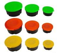 Cajas de almacenamiento de cebo de pesca de 3 piezas con agujeros de ventilación diseñadas para mantener activas las lombrices de tierra vivas, fabricadas con material plástico PP resistente (amarillo