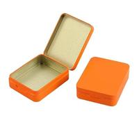 Cajas de almacenamiento de estaño, Mini caja vacía Rectangular de Metal, pastillero de hojalata con empuje, contenedores, organizador de contenedores con bisagras, 1 ud. (Color : Orange, Size : Medi