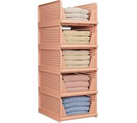 Cajas de almacenamiento de plástico apilables, cestas plegables para armarios y cajones para una organización eficiente del dormitorio, baño y oficina, soluciones que ahorran espacio