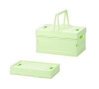 Cajas de almacenamiento de plástico con tapa, pequeñas cajas plegables en colores pastel, cesta de la compra, cestas de picnic coloridas para aula, oficina, dormitorio, decoración del hogar (verde)