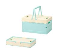 Cajas de almacenamiento de plástico con tapa, pequeñas cajas plegables en colores pastel, cesta de la compra, cestas de picnic coloridas para aula, oficina, dormitorio, decoración del hogar (beige