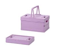Cajas de almacenamiento de plástico con tapa, pequeñas cajas plegables en colores pastel, cesta de la compra, cestas de picnic coloridas para aula, oficina, dormitorio, decoración del hogar (morado)