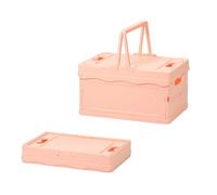 Cajas de almacenamiento de plástico con tapa, pequeñas cajas plegables en colores pastel, cesta de la compra, cestas de picnic coloridas para aula, oficina, dormitorio, decoración del hogar (naranja)