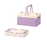 Cajas de almacenamiento de plástico con tapa, pequeñas cajas plegables en colores pastel, cesta de la compra, cestas de picnic coloridas para aula, oficina, dormitorio, decoración del hogar (beige