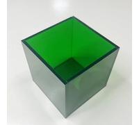 Cajas de almacenamiento decorativas de acrílico con fondo hueco, ideales como expositores, expositores, estantes para cosméticos, alimentos, coleccionables, joyas y figuras (verde, 10 cm)