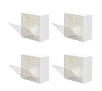 Cajas de almacenamiento montadas en la pared, instalación sin taladro, paquete de 4 organizadores de plástico con tapa abatible para almohadillas de algodón, hisopos, cosméticos, soporte de tocador de