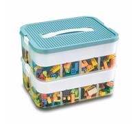 Cajas de almacenamiento, organizador transparente para juguetes, cajas de almacenamiento apilables de Lego con tapa, asa, contenedor de plástico con múltiples compartimentos para almacenar juguetes