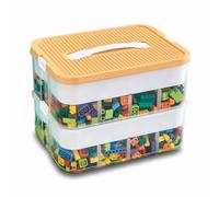 Cajas de almacenamiento, organizador transparente para juguetes, cajas de almacenamiento apilables de Lego con tapa, asa, contenedor de plástico con múltiples compartimentos para almacenar juguetes