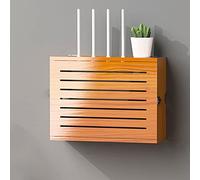 Cajas de almacenamiento para router WiFi, estante de pared flotante para router, caja de madera, soporte de cable de alimentación, estante de pared para panel de enchufe -B|| Barniz