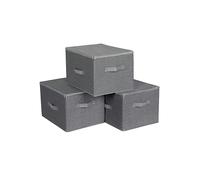 SONGMICS Cajas de Almacenamiento Plegables, Juego de 3 Organizadores en Cajas con Tapas y Asas, para Ropa, 40 x 30 x 25 cm, Tejido de Tela No Tejida, Gris Pizarra RYZB03G
