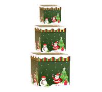 Cajas de anidación de Navidad, cajas de cartón, caja apilada de Navidad con tapas y lazo, caja de regalo apilable de Navidad, 3 tamaños surtidos para envolver decoraciones navideñas