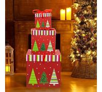 Cajas de anidación de Navidad con tapas, decoraciones de cajas de cartón, caja apilada de Navidad con tapas, suministros de decoración de caja de vacaciones, 3 tamaños surtidos para envolver