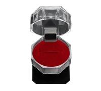 Cajas de anillos de cristal acrílico transparente, caja organizadora de almacenamiento, caja transparente for embalaje de joyería, 1-10 Uds. Para Boda, Propuesta,Compromiso(1Pcs-Red)