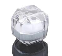 Cajas de anillos de cristal acrílico transparente, caja organizadora de almacenamiento, caja transparente for embalaje de joyería, 1-10 Uds. Para Boda, Propuesta,Compromiso(1Pcs-White)