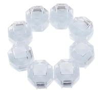 Cajas de anillos de cristal acrílico transparente, caja organizadora de almacenamiento, caja transparente for embalaje de joyería, 1-10 Uds. Para Boda, Propuesta,Compromiso(White-10pcs)