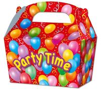 Cajas de aperitivos con temática - Paquete de 10 - Cajas de fiesta para niños/niños para llevar comida, comida divertida, picnic, cumpleaños, boda, recuerdo/baby shower fiesta bolsa de botín (tiempo