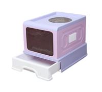 Cajas de Arena Bandeja de Arena for Gatos Completamente Cerrada, Caja for con Entrada Frontal y Salida Superior, Cajas Inodoro Gran Espacio, for cajón, Suministros for Mascotas(Purple)