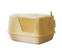 Cajas de Arena Caja de Arena for Gatos con Capucha Jumbo, Caja semicerrada, Grande for tamaño pequeño a(Yellow)