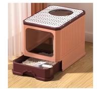 Cajas de Arena Caja de Arena for Gatos Plegable con Tapa, Caja for Pala, Inodoro antisalpicaduras Entrada Superior, for Cubierta, y Salida bidireccional, diseño cajón(Orange)