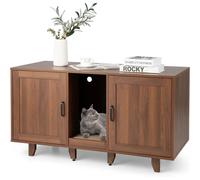Cajas de Arena Gatos, Casa de Baño para Mascota con , Arenero con Entrada Sinuosa y Tablero Rascador, Mesa Auxiliar para Gatos 120 x 52 cm, Marrón