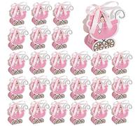 Cajas de Caramelo Papel Mini Cajitas Regalo Detalles de Fiesta para Baby Shower Cumpleaños Bautizo Niños Recién Nacida Fiesta 12Pcs Rosa