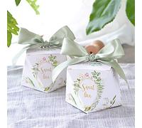 Cajas de caramelos con forma de diamante, estilo bosque verde, recuerdos de boda, bomboniere, caja de regalo de chocolate, 50 piezas, decoraciones de Navidad, juego de 100 piezas