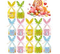 Cajas de caramelos regalos para fiestas | 12 unidades conejo Pascua con cinta - Cesta Orejas de conejo para dulces tartas caramelos,tartas pastelitos postres Fiesta de primavera Pascua