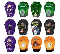 Cajas De Dulces Con Forma De Ataúd - Diseño Colorido De Halloween, Porta Dulces | De Calabaza, Contenedor Fantasma, Tumba De Galletas, Perfectas Para Fiestas De "truco O Trato", Eventos Infantil