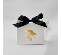 Cajas de dulces con tapa dorada con purpurina, caja de recuerdos para fiesta de graduación, decoraciones, caja de chocolate para suministros de fiesta-E,11,5X4,5X10CM,50PCS