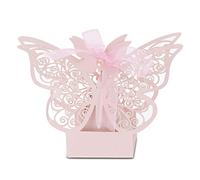 Cajas de dulces de boda, caja romántica para fiesta de té de cumpleaños, 100 piezas, estilo europeo, papel, beige, azul claro, morado claro, rojo (#3)