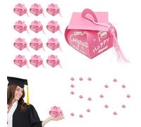 Cajas de dulces de graduación, 50 cajas de dulces para fiestas de graduación, diseño de sombrero de doctor, soporte de recuerdo, decoración para escuela, universidad, invitados, decoración de mesa