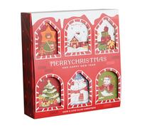 Cajas de dulces de Navidad - 6 rejillas contenedores de galletas de Navidad | Dulces de Navidad para galletas, cajas de Nochebuena, caja de dulces de chocolate, cajas creativas de dulces de Navidad