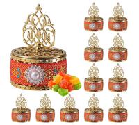 Cajas de dulces decorativas de 12 PC, 5.5 cm de torres de boda redondas con diseño ornamental para fiesta, festival y eventos especiales (rojo)