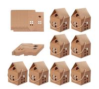 Cajas de dulces navideñas, paquete de 30 recipientes en forma de casa, cajas de galletas de Navidad para niños y adultos, papel resistente con impresión, suministros de para reuniones