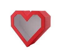 Cajas de favor de la fiesta， 1 caja de flores en forma de corazón con tapas de ventana transparentes, arreglos florales de estilo lujoso, decoración del día de San Valentín (28 * 27cm)