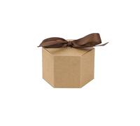 Cajas de favor de la fiesta， Caja de regalo for fiesta, Blanco Simple, diseño geométrico, decoración de lazo, 10 Uds.(Brown)