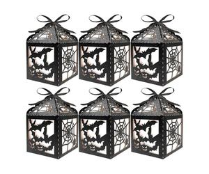 Cajas de favor de la fiesta: portavasos negros de Halloween, almacenamiento de bocadillos en el aula, contenedores de golosinas navideñas, pieza divertida con lindo estilo de construcción | Ca