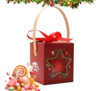 Cajas de galletas de Navidad, cajas de dulces de chocolate, caja de Navidad, cajas de cartón para panadería, accesorios de regalo de Navidad con ventana y asa, cajas de regalo de papel