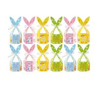Cajas de golosinas de conejos, canasta de pastelería de Pascua para galletas, estilo de orejas con conejito con cierre de cinta, caja de golosina para pasteles, vacaciones, fiesta, escuela, oficinas,